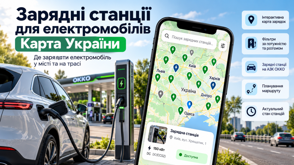 Зарядні станції для електромобілів: карта України та де зарядити авто Зарядні станції для електромобілів: карта України та де зарядити авто